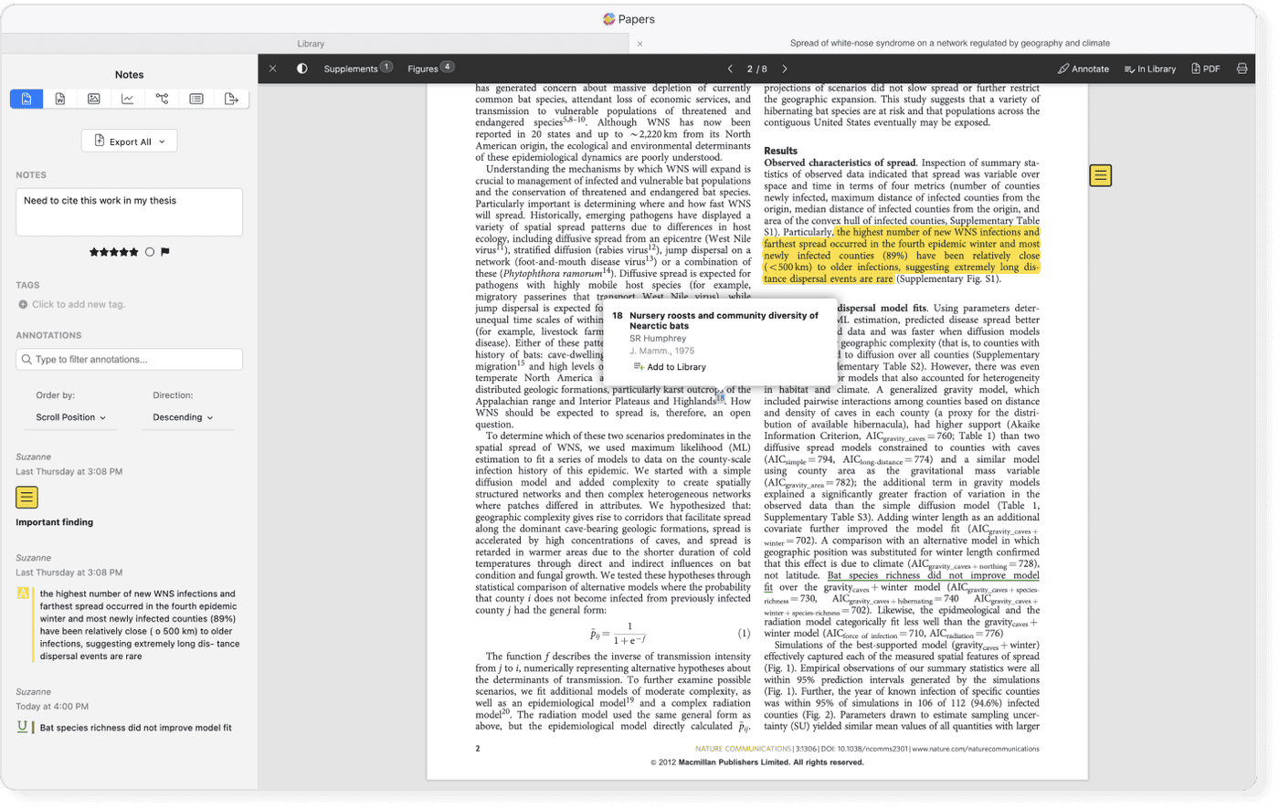 Notes in Papers' PDF reader